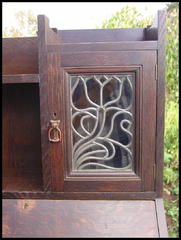 Detail Floral Design Leaded Glass Cabinet Door.